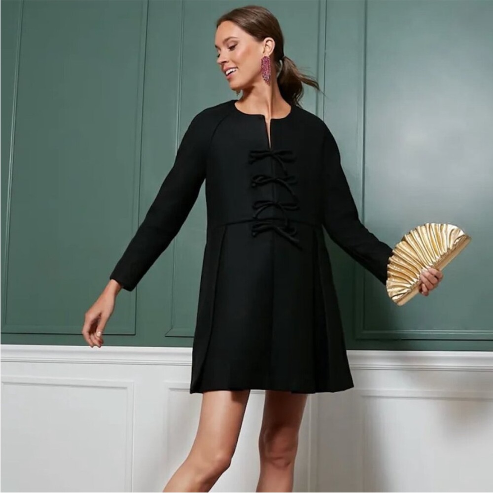 Tuckernuck Black Blair Bow Coat Mini Dress Size Small New With Tags